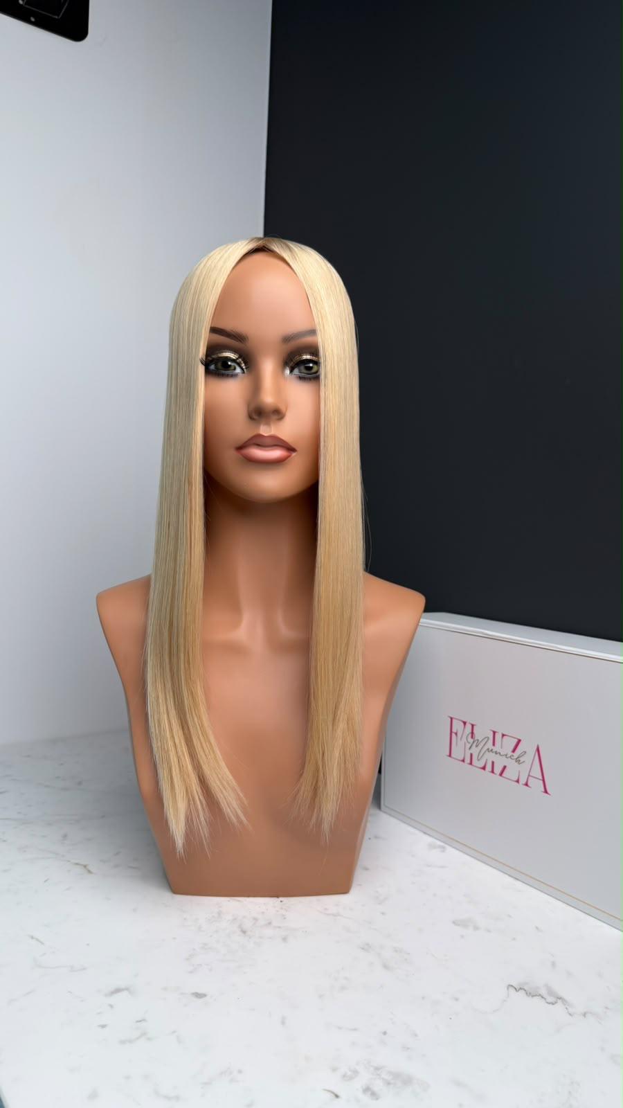 Miditopper Blond mit dunkelblond Ansatz 50 cm