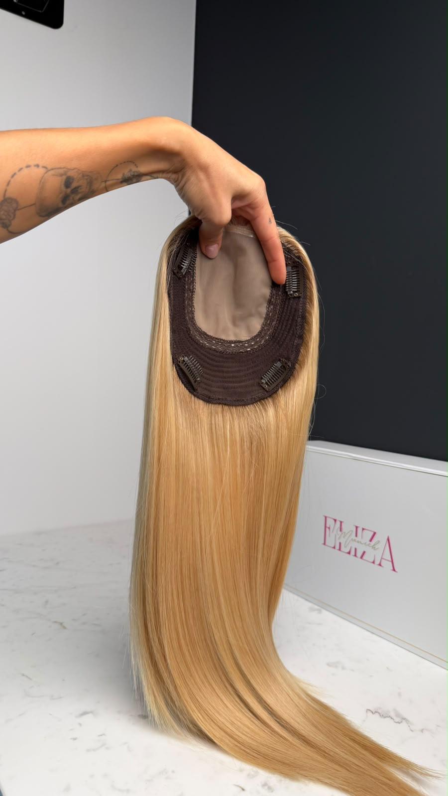 Miditopper Blond mit dunkelblond Ansatz 50 cm