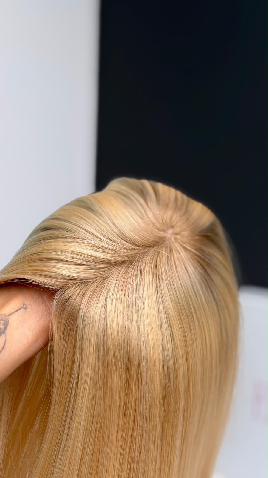 Miditopper Blond mit dunkelblond Ansatz 50 cm