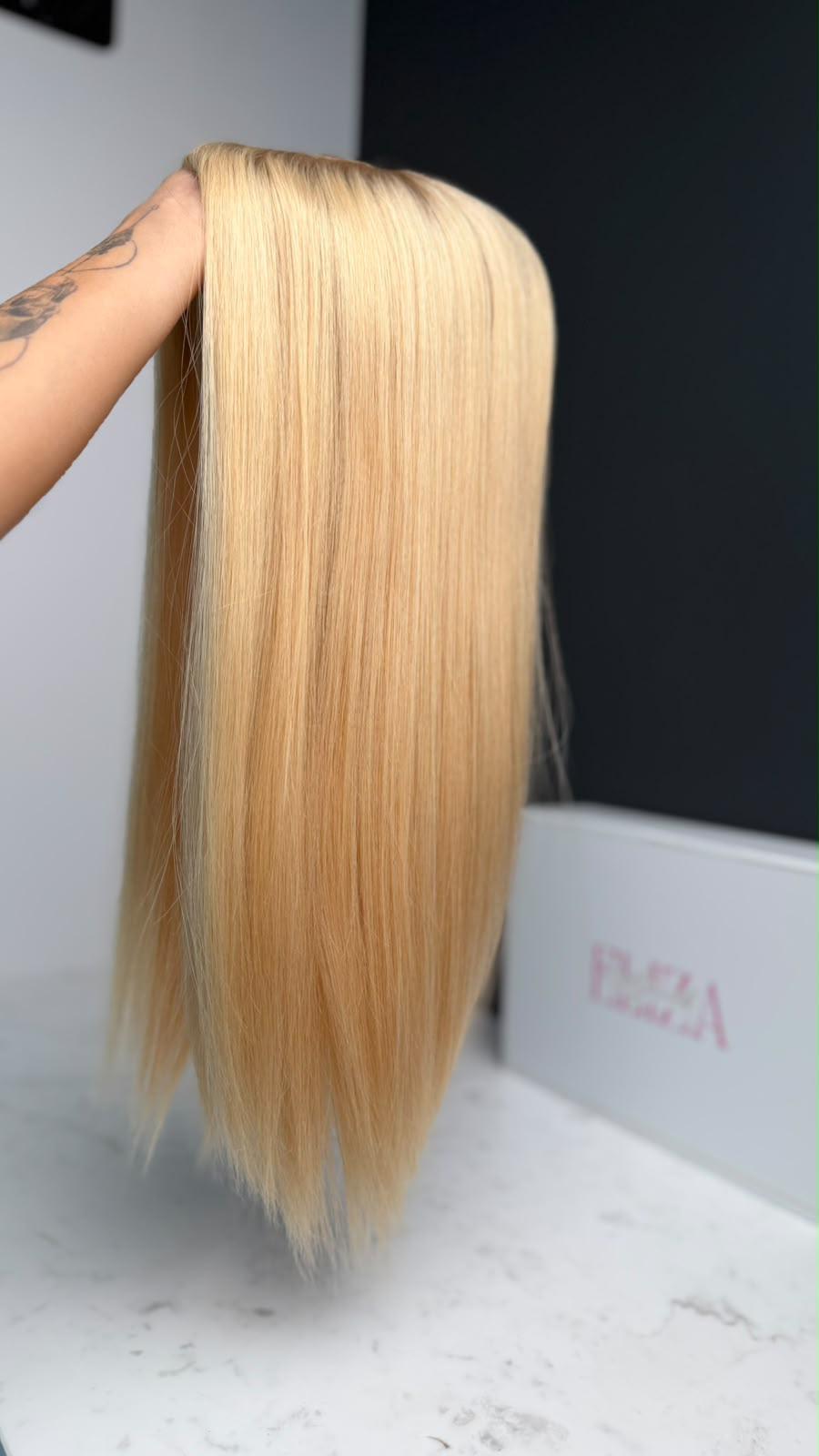 Miditopper Blond mit dunkelblond Ansatz 50 cm