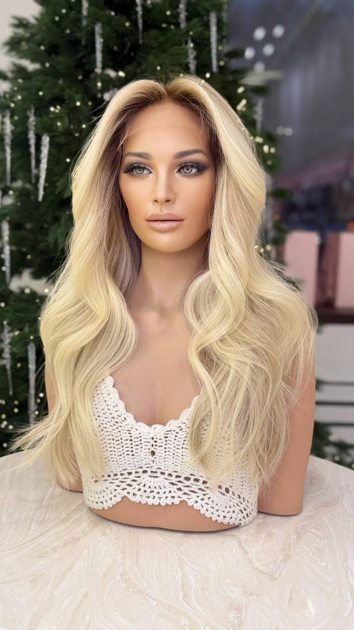 Silk Top Perücke in Blond mit Ansatz , Länge 55 cm